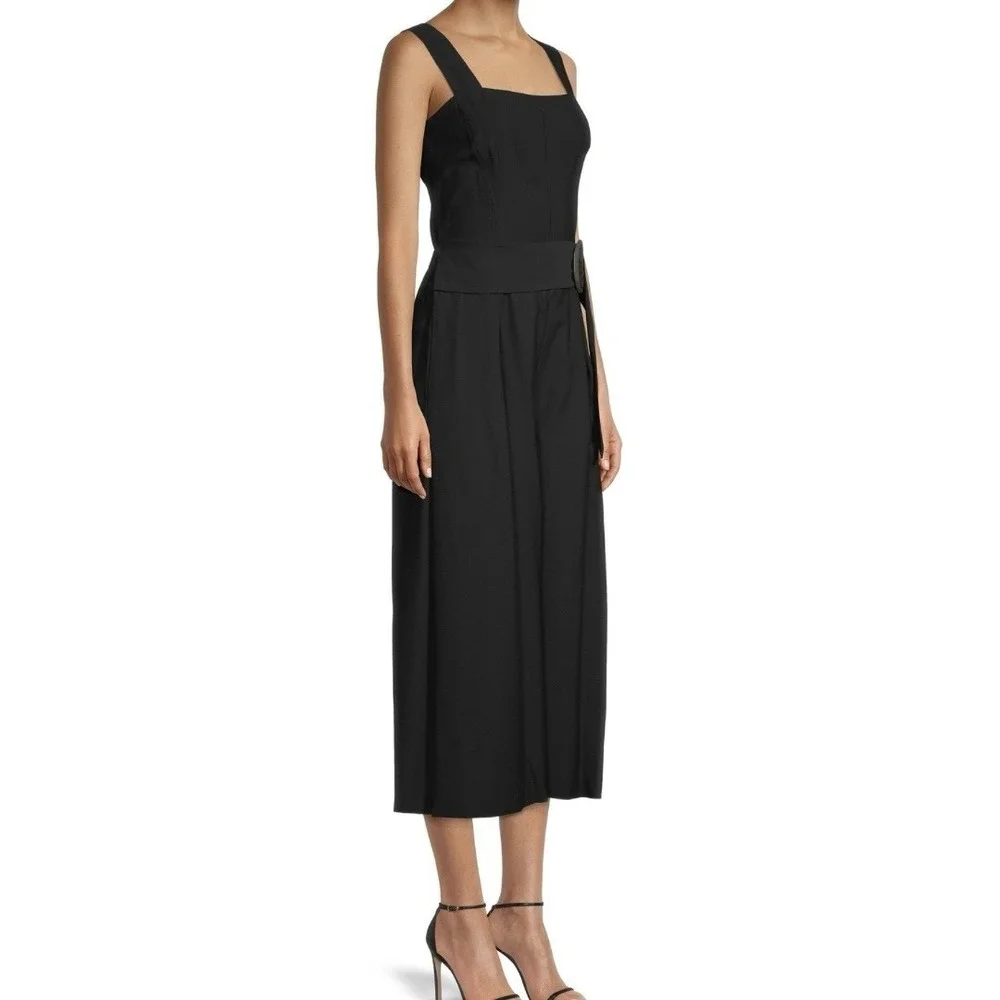 VINCE Women's Size 10 Belted Cropped Wide‎ Leg Jumpsuit $445 Open Back Quiet Lux